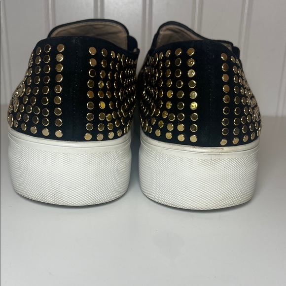 Vince Camuto Kindra Black Suede and Gold Studded Women's Slip On Sneakers - Picture 4 of 12